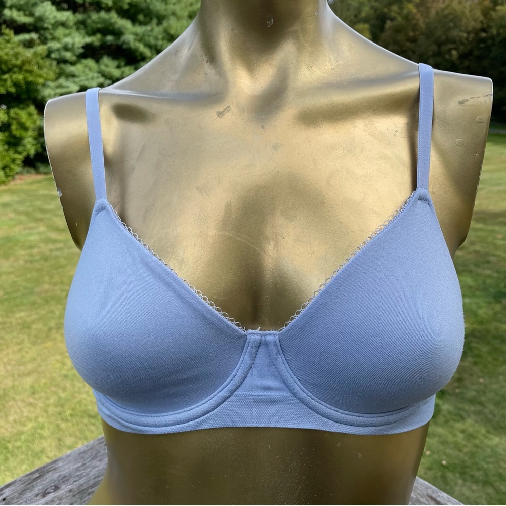 B.temptd by Wacoal bra Comfort Intended unlined smooth seamless soft blue 34B